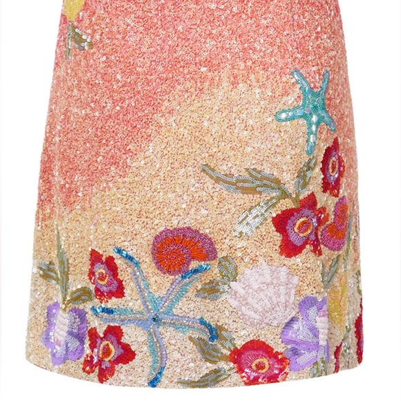 NWT La Fuori golden hour hand beaded oasis mini dress - sunset - ocean  - Large - Picture 4 of 13